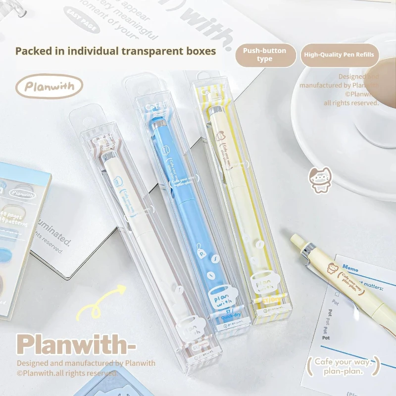 Planwith Coffee 0.5mm Fine Point Gel Pen,ST Nib Aesthetic Pens&Smudge-Free Waterproof Ink for Planner,Back to School Stationery