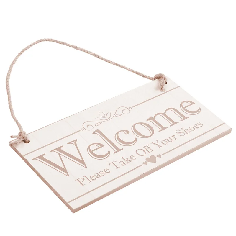 AB46-2X Welcome Please Take Off Your Shoes Hanging Plaque Sign House Porch Decor Gift