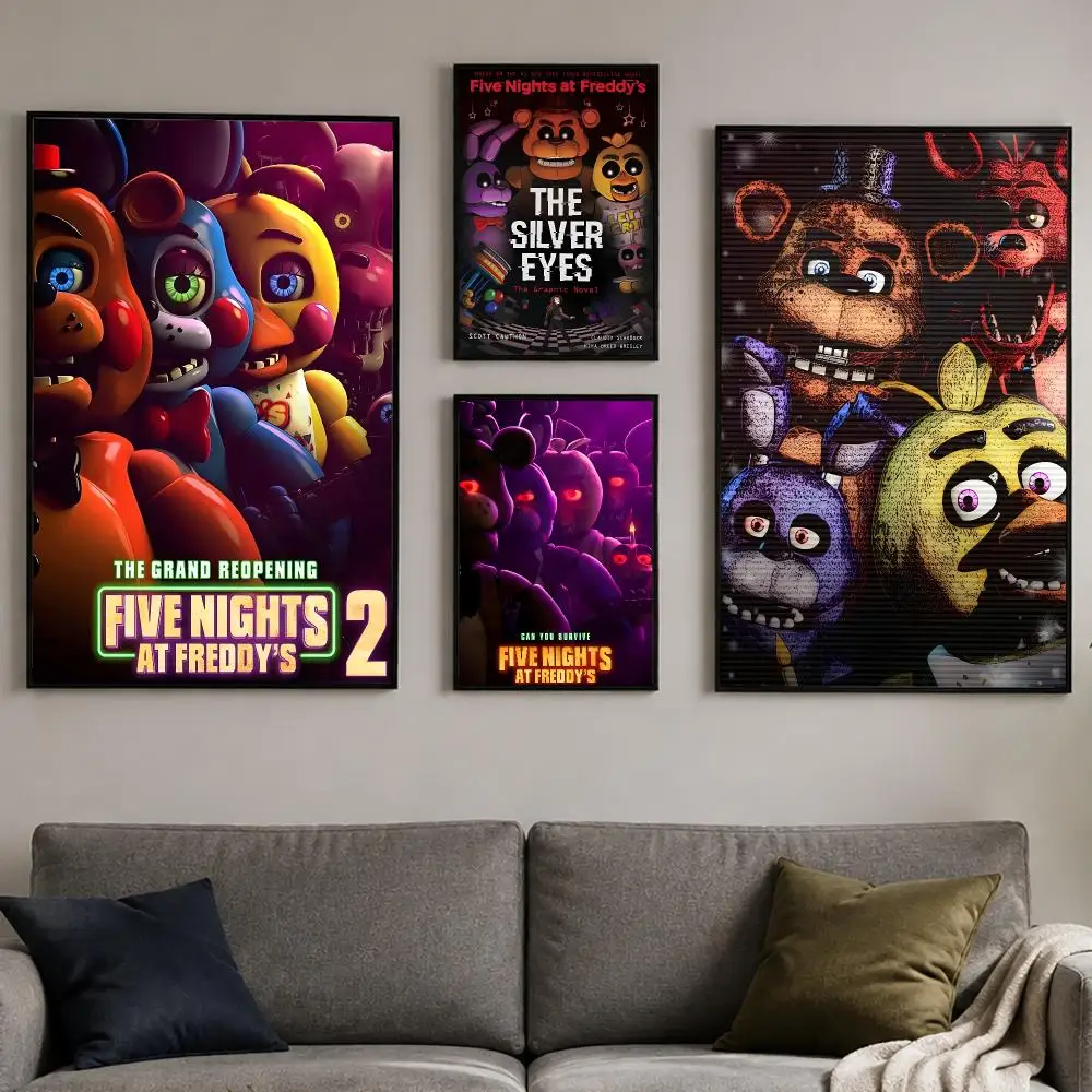 Horror Game F-FNAF Poster PP Self-Adhesive Bedroom Gaming Cafe/Bar Vintage Aesthetic Decor Ideal Gift