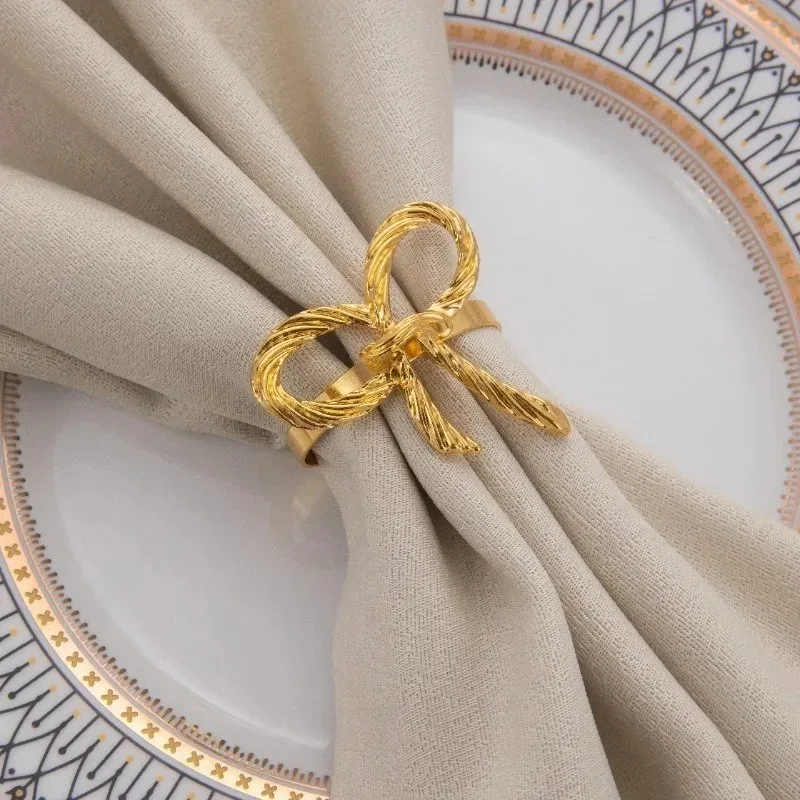 1-12PC Elegant Bow Napkin Ring for Wedding Christmas and Holiday Table Decoration Stylish Dining Accessory for Festive Occasions