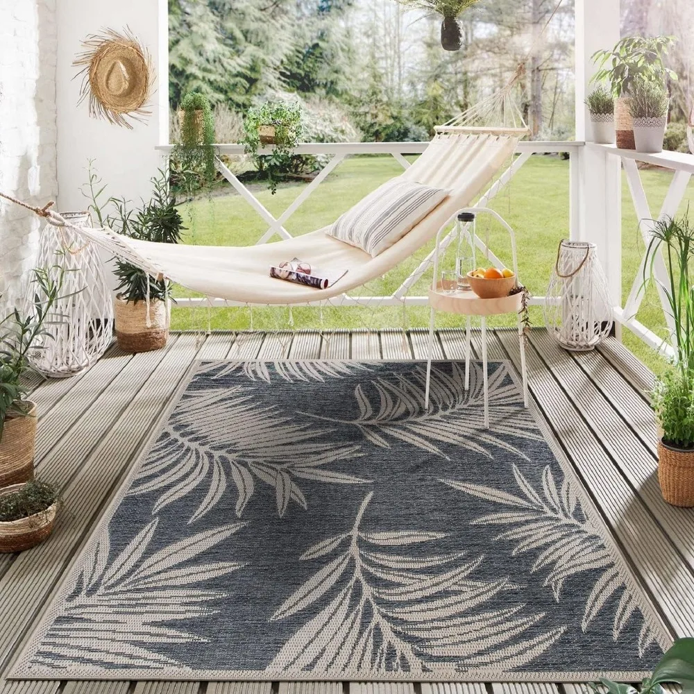 Rugshop Leaf Design for Patio Rugs,Deck Rugs,Balcony Rugs Indoor/Outdoor Area Rug 7'10