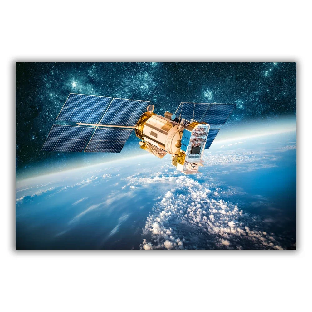 HT101 Spectacular Universe Earth And Moon Space Station Astronaut Silk Fabric Poster Art Decor Indoor Painting Gift