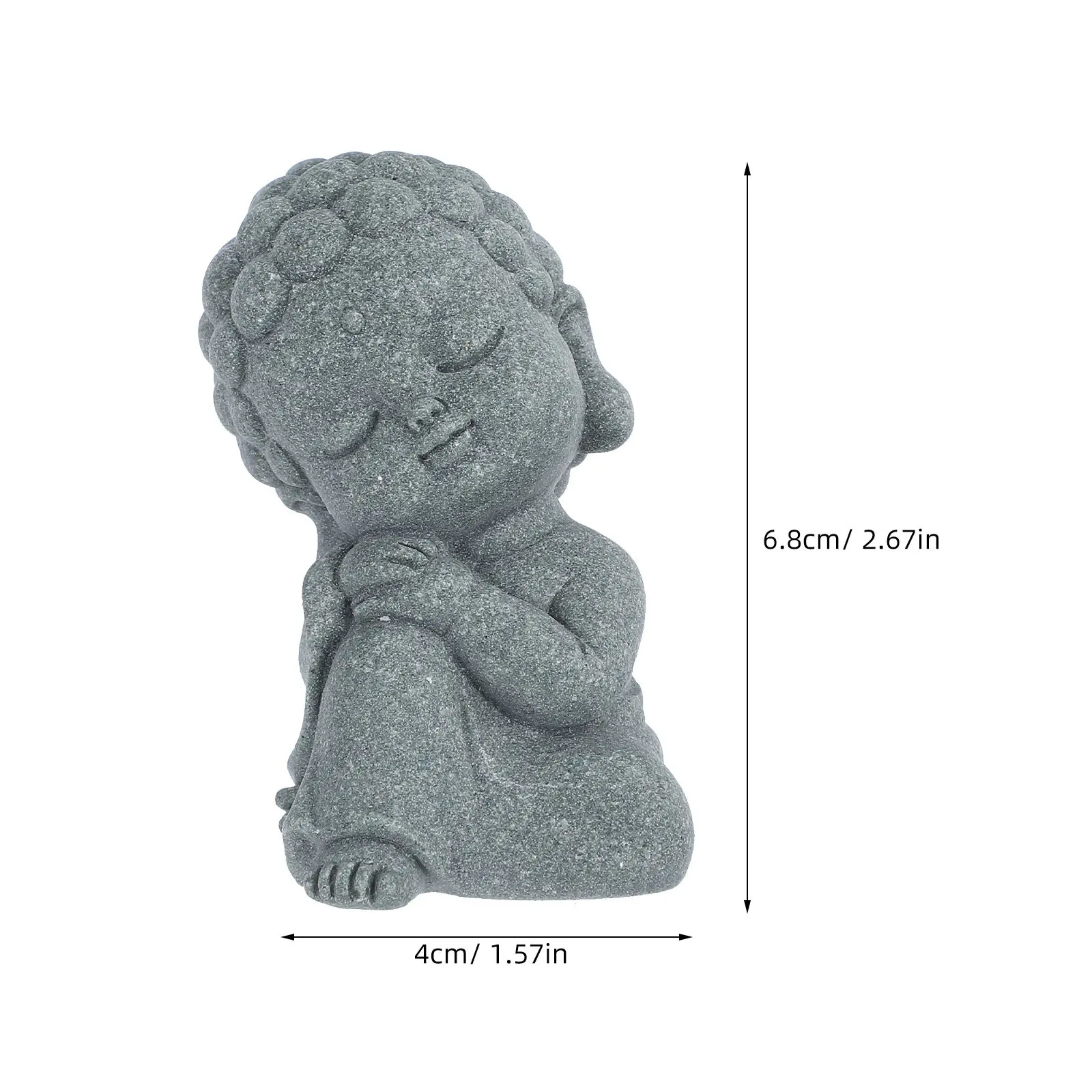 Mini Buddha Sculpture Natural Sandstone Sitting Zen Monk for Peace Tranquility Wealth Luck Feng Shui Home Decor Bonsai Shelf