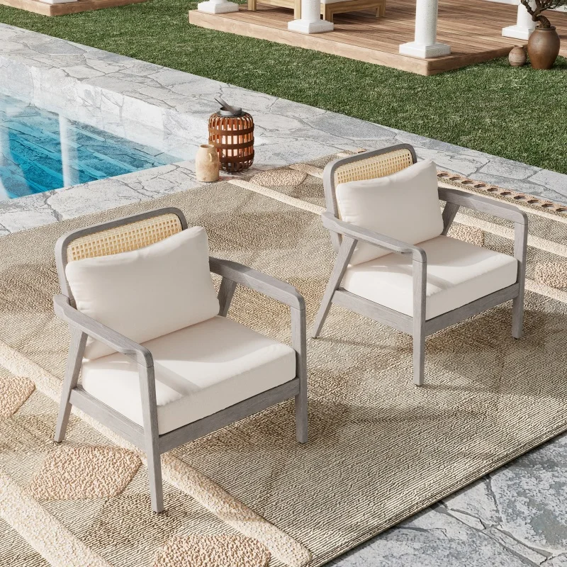 

Acacia Acacia wood Chair Cushions Easy Holes Perfect Unique Water Wood (SET OF 2) Outdoor Acacia Wood Patio Club Chair, Patio Fu