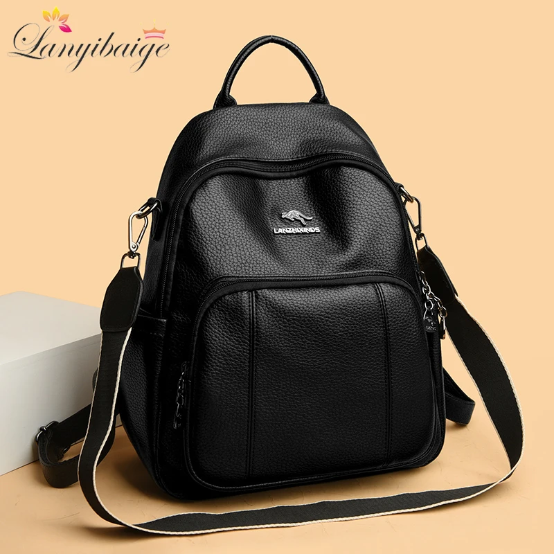 

Retro Women Sac A Dos Female Pu Leather Backpacks Purses Designer Ladies Large Capacity Mochilas Rucksacks High Quality Bookbags