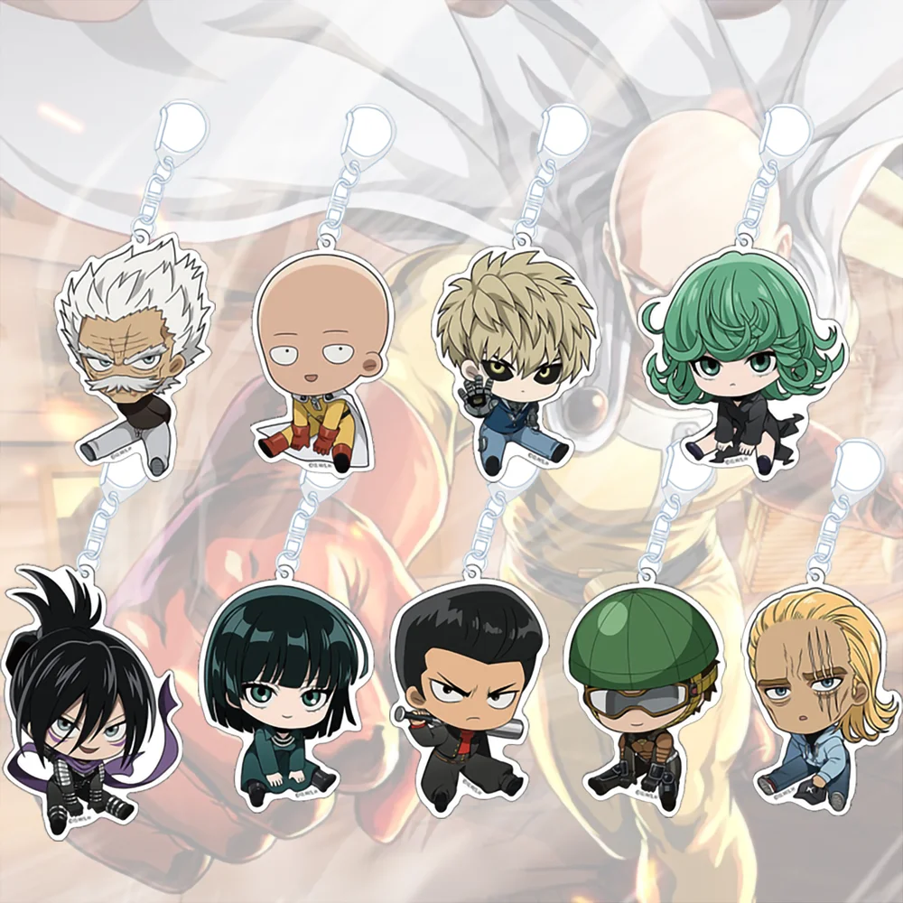 Акриловый брелок One Punch Man Petan-nyaa — король, милый стиль чиби, коллекционный аниме-подвеска, идеальный подарок для фанатов One Punch Man