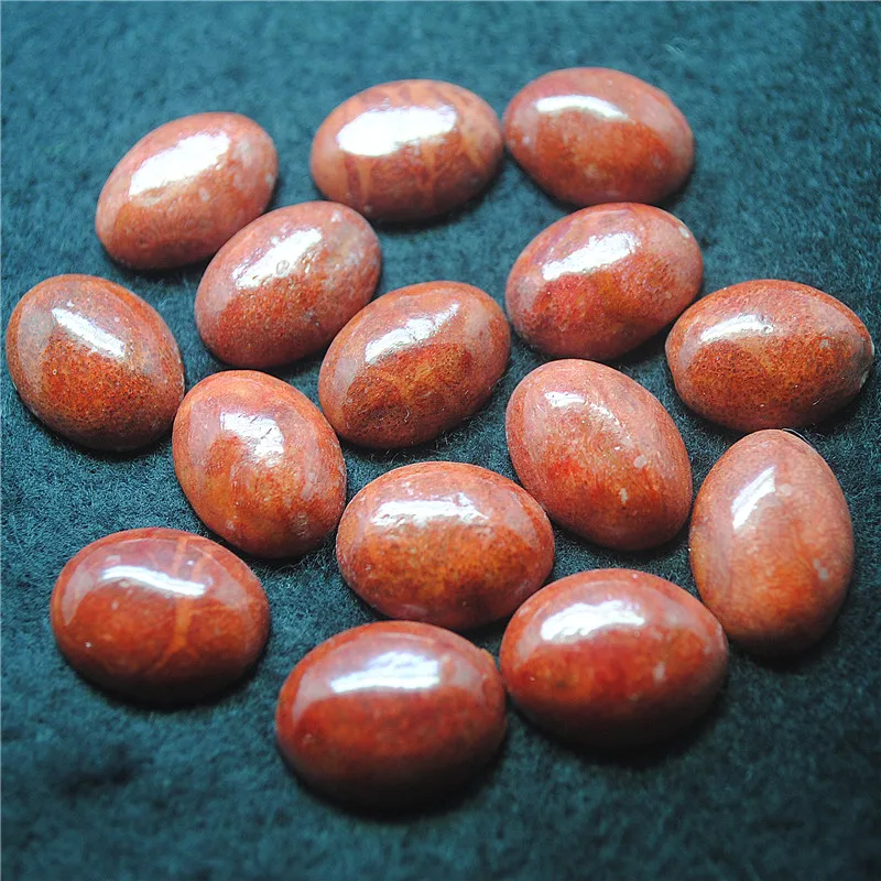 4PCS Natural Sponge Coral Cabochons Oval Shape13X18MM 15x20MM Red Colors Loose Coral Beads For Pendants Making Accessories