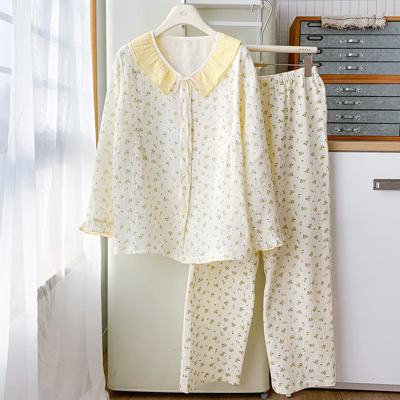 100% Cotton Woman Pajamas Sets Postpartum Breast-feeding Clothes Autumn Maternity Pyjamas Suit Pregnant Nursing Sleepwear
