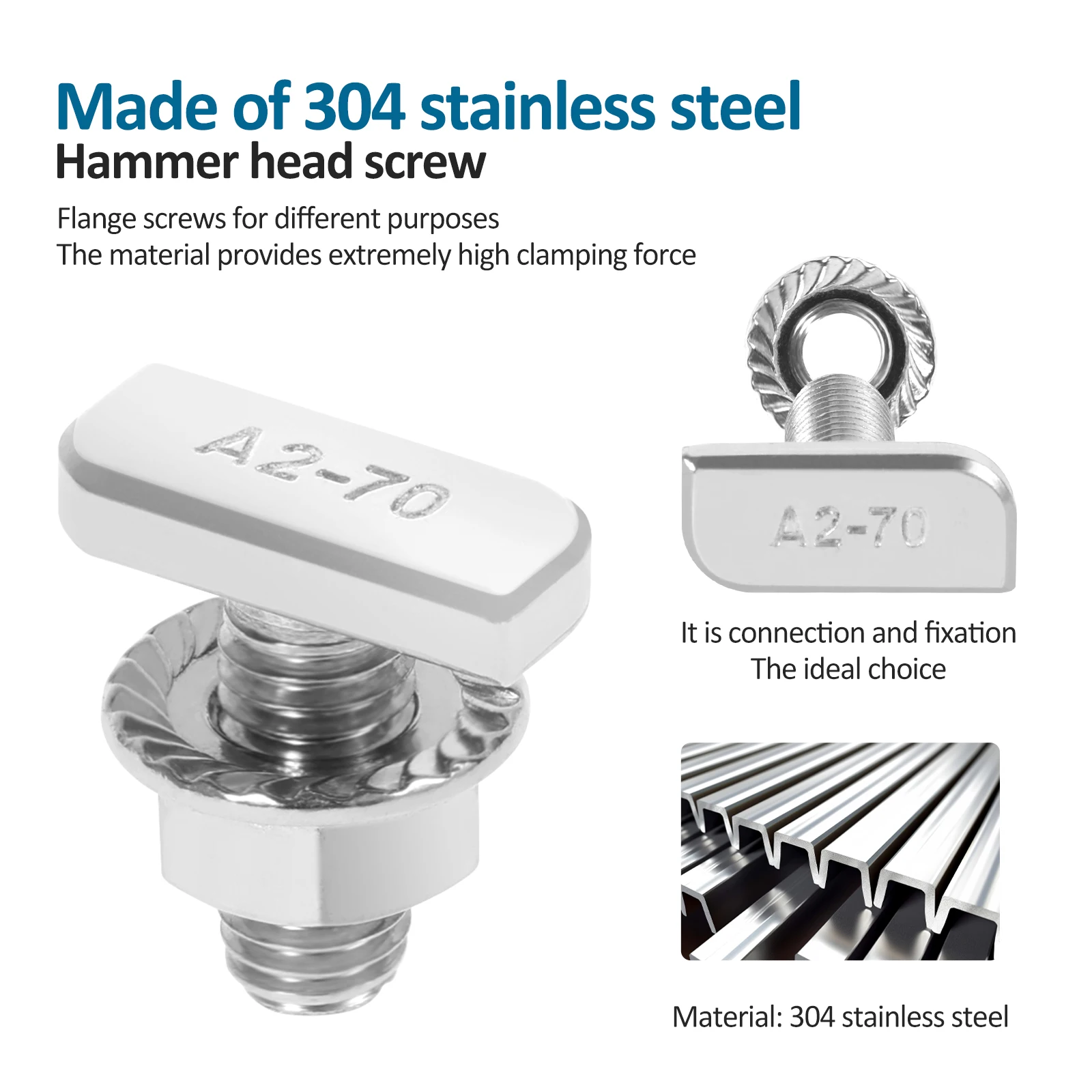 

40 комплектов болтов и гаек M8, Т-образный винт из нержавеющей стали 304, более прочная антиоксидантная активность, прочный и долговечный для монтажных направляющих для фотоэлектрических солнечных батарей