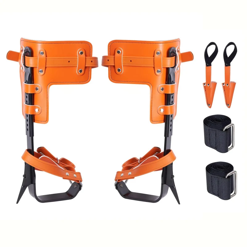 1 pair of alloy steel climbing spikes, load-bearing capacity 350 lbs, with spike protection belt, suitable for garden hand tools