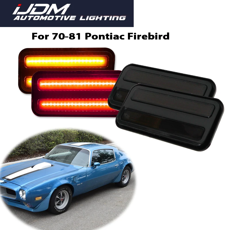 For 1970-1981 Pontiac Firebird/Trans Front / Rear Bumper Side Marker Turn Signal Lights Driving Lights White Amber Red LED 12V