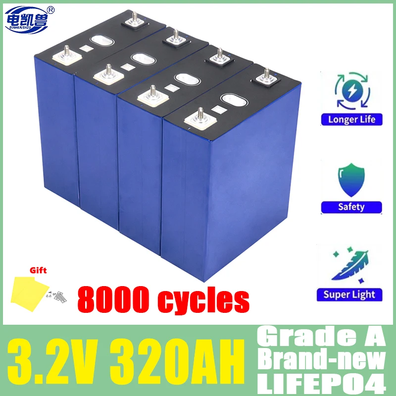 320AH Lifepo4 Battery DIY 12V 24V Lithium iron phosphate Cell Rechargeable golf cart batterie For RV Household energy storage