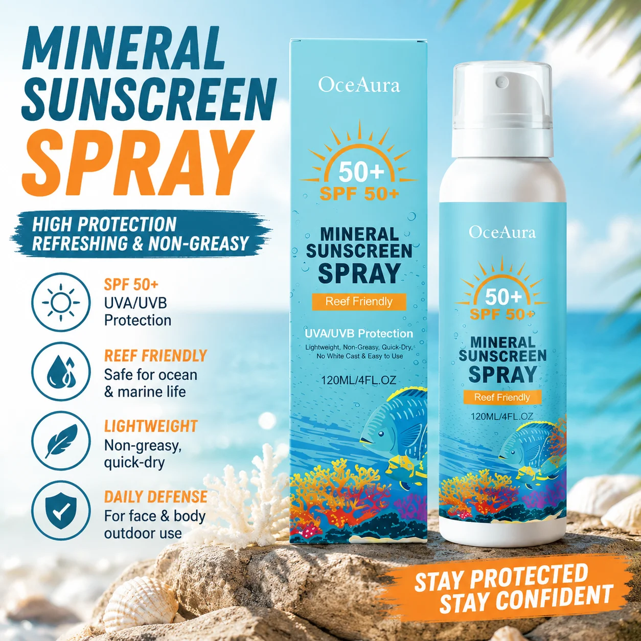 Face Mist Mineral - Солнцезащитный спрей Reef Safe Mineral SPF50: