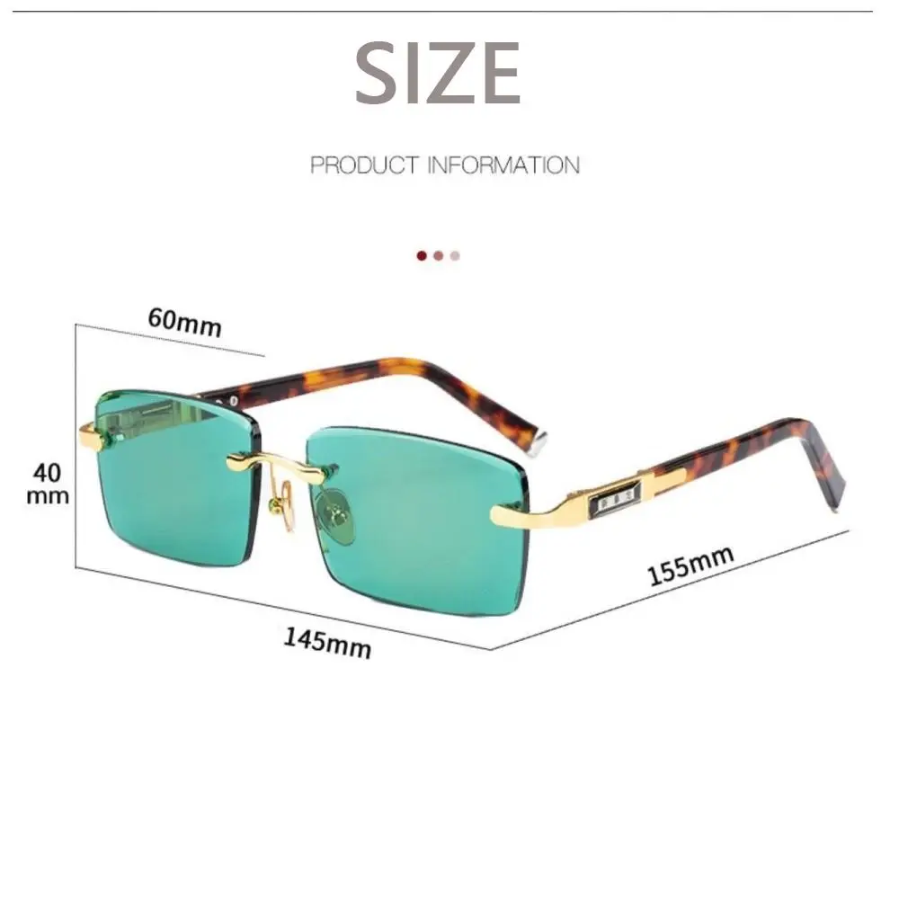 Gafas de sol Retro de cristal con protección Uv, gafas de sol sin marco con estampado de leopardo, gafas de sol de moda para ocio, mujeres y hombres