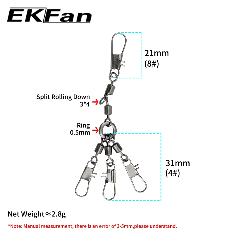 EKFan 5pcs Eight-shaped Ring Connector 360° Rotation For Lure Fihsing Reel Rod and Hook Parts Accessory