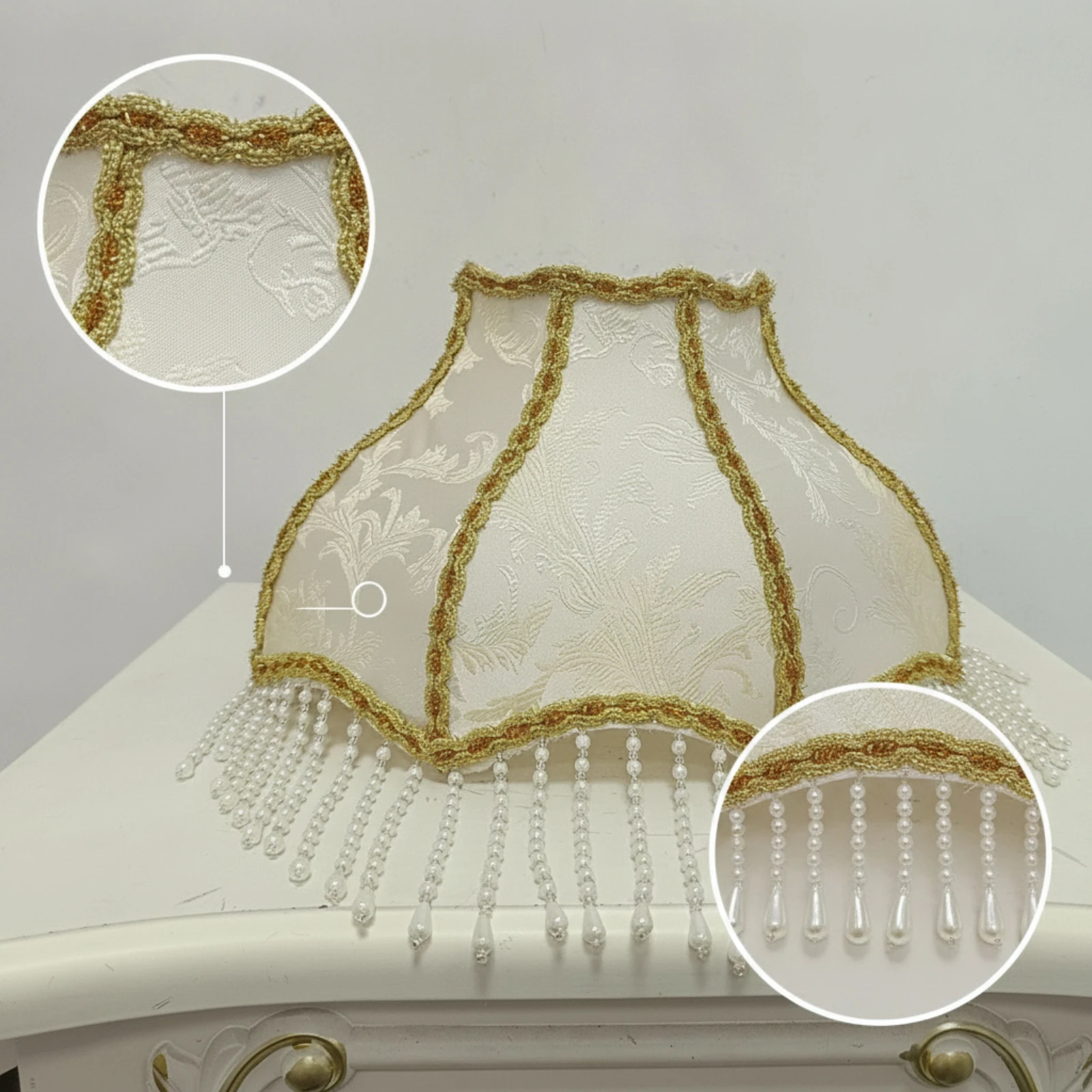 Lampshade with Tassels Vintage Jacquard Lamp Shade Fringe Light Shade Shabby Chic Fringe Lampshade Embossed Floral