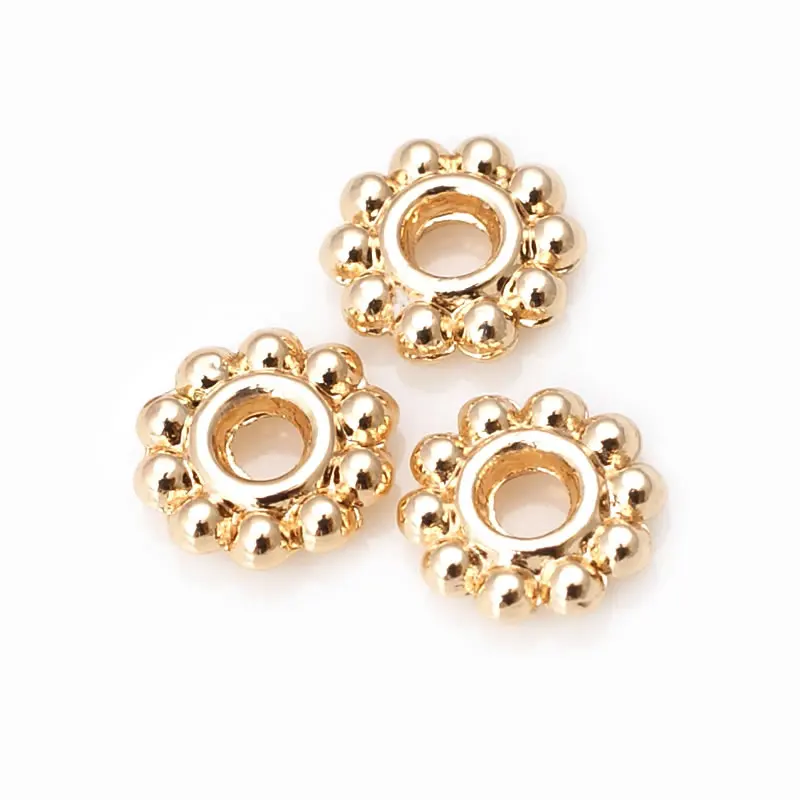 40PCS 4MM 5MM 6MM 7MM High Quality 18K Gold Color Silver Color Brass Bracelet Flower Spacer Beads Diy Jewelry Making Accessories