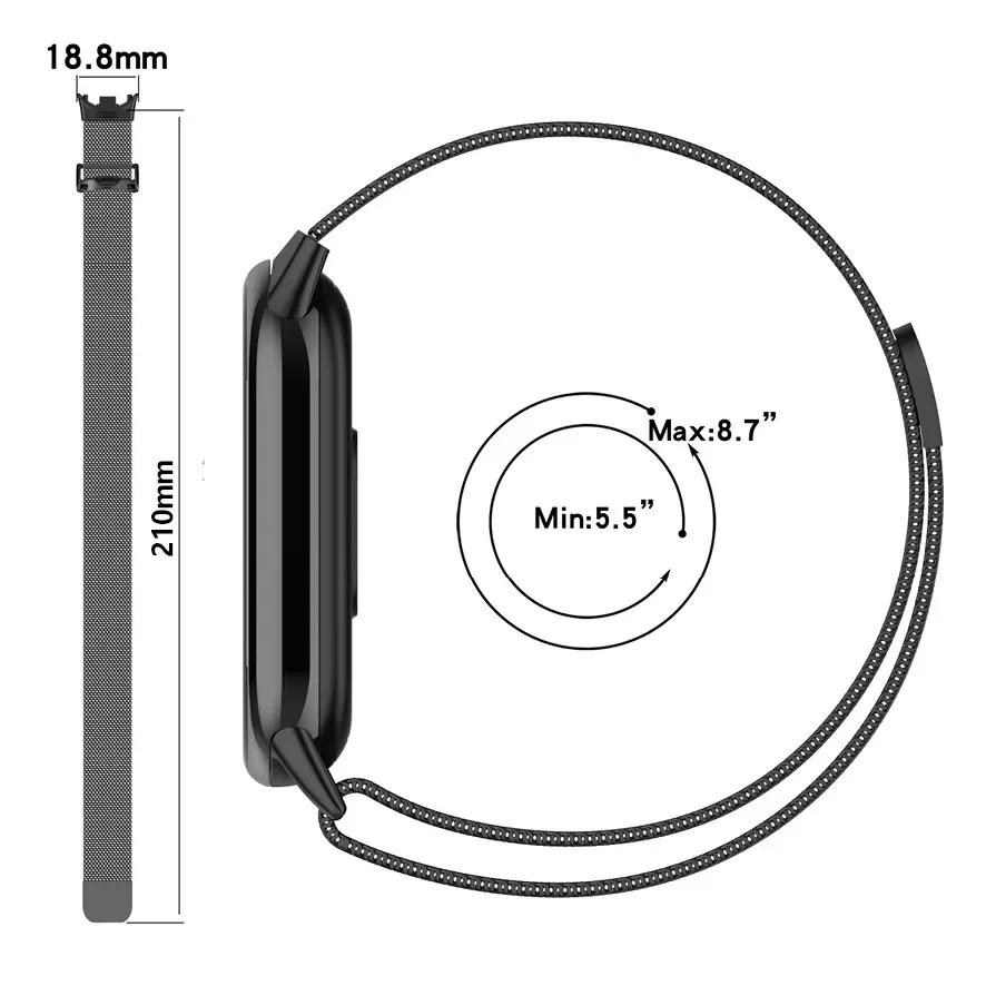 حزام ساعة ميلانيزي لساعة Xiaomi mi band 9 من الفولاذ المقاوم للصدأ بديل سوار معصم مغناطيسي معدني correa mi band 8 حزام