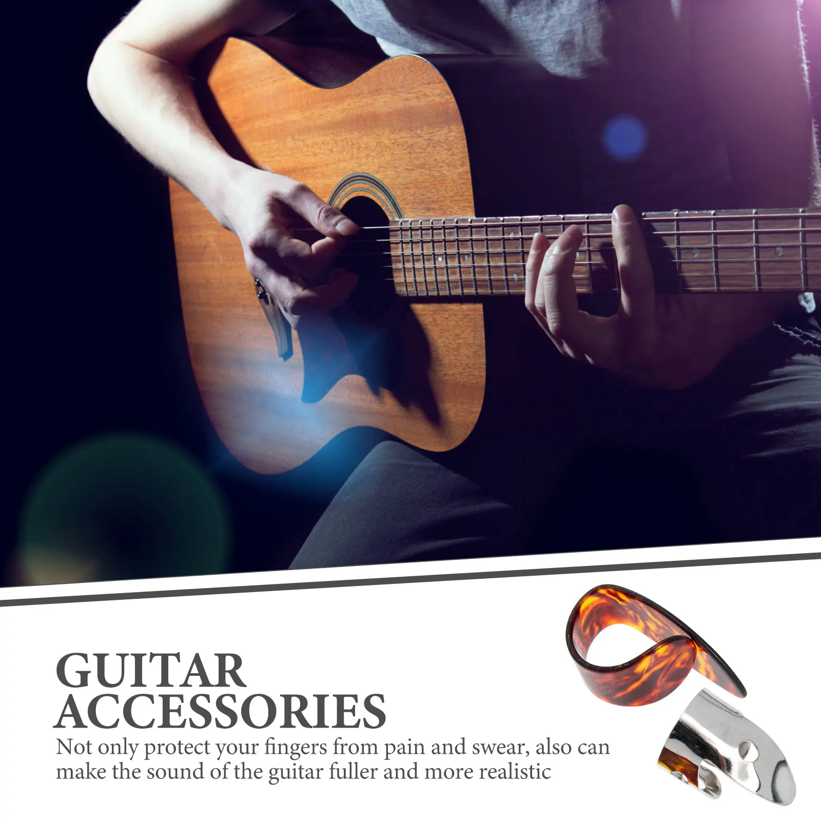 

1 set 1 Set Stainless Steel Finger Picks Durable Thumb Protectors Reusable Metal Picks For Bass Guitarists Beginners Lightweight