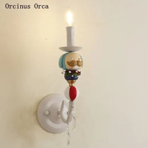 Cartoon Creative Clown Wall Lamp Boys'Bedroom Children's Room Lamp Nordic Simple LED Color Doll Wall Lamp free shipping