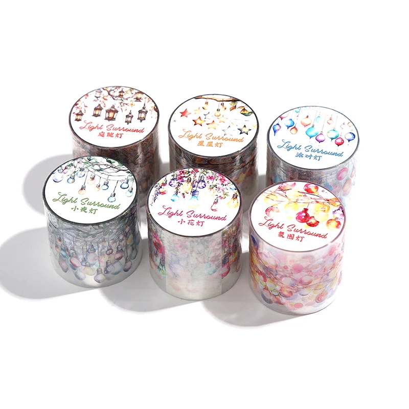 1 ม้วน Creative Scrapbooking บัญชีมือ DIY ตกแต่งเทปกาวไฟรอบ Series Washi เทป Masking เทปสติกเกอร์