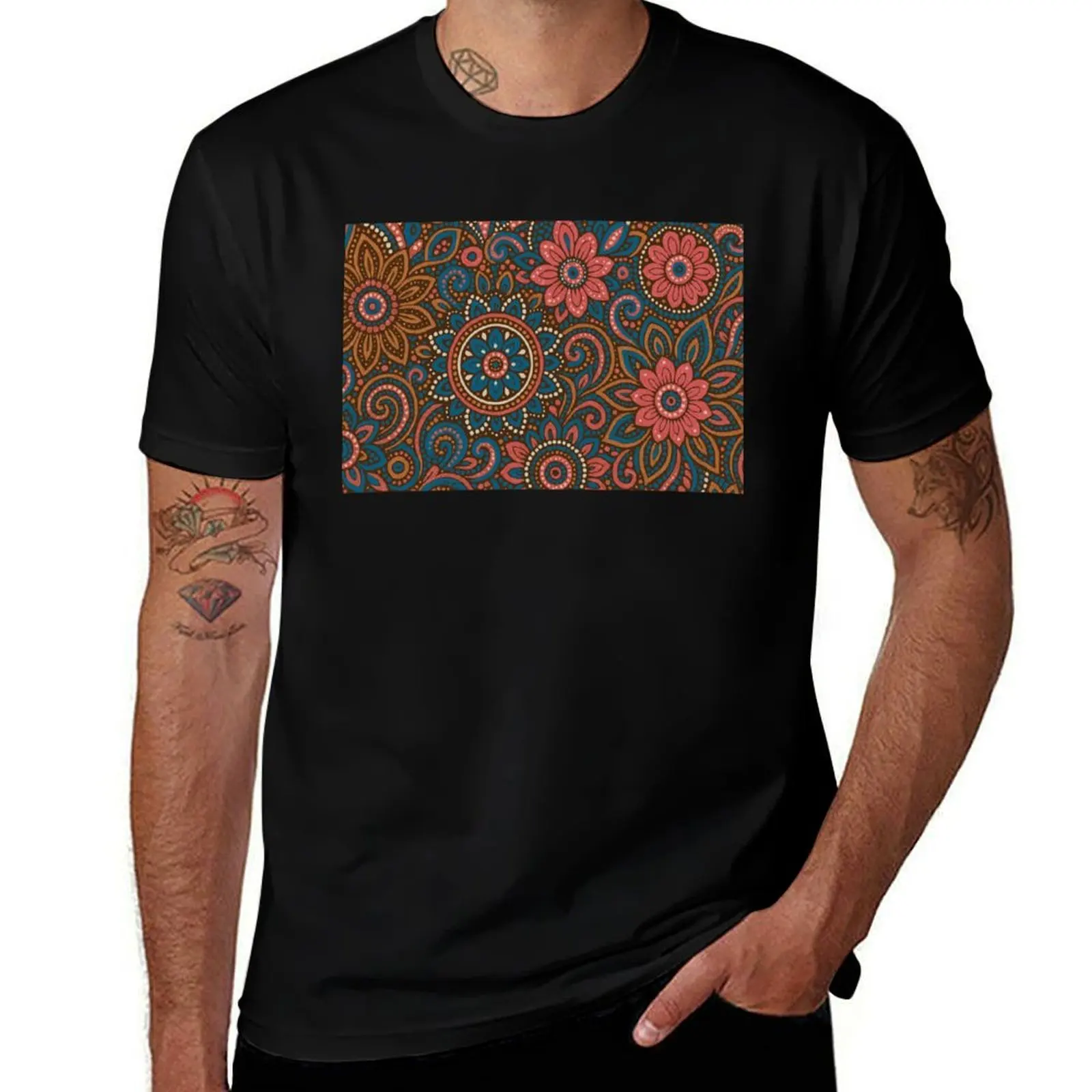 

Colorful geometric floral pattern T-Shirt cotton graphic tees T-shirts man graphic shirts mens white t shirts