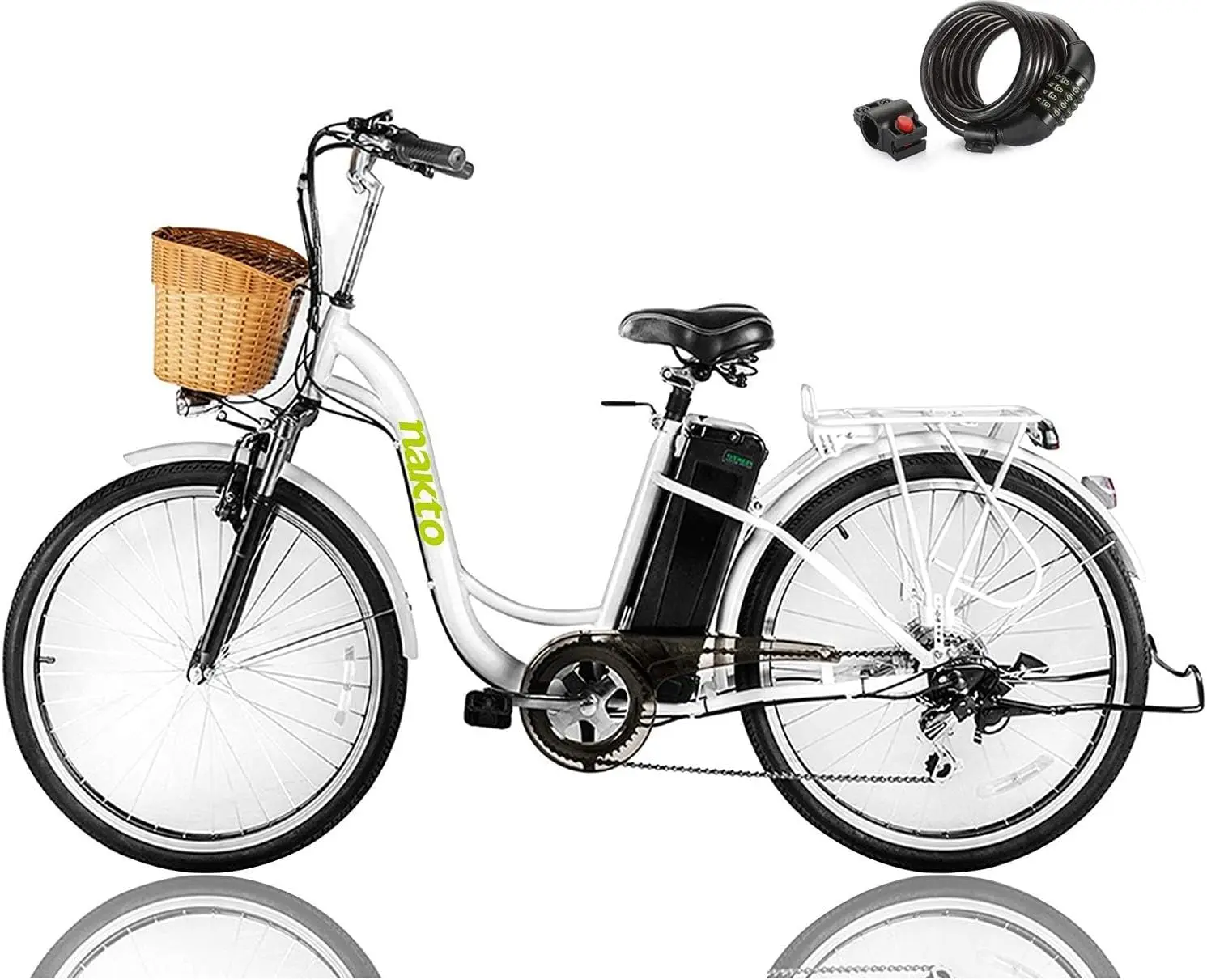 

Electric Bike for Adults Peak 500W Electric Bicycle with Basket Up to 24MPH 48 Miles City Commuter Ebike