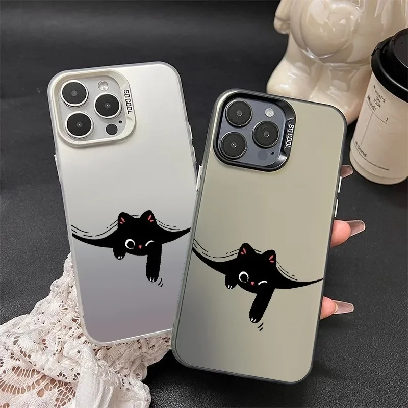 Funny Black Cat Phone Case for Samsung Galaxy A57 A37 S20 S22 S23 S24 S25 S26 Ultra Plus Shockproof Protective Fundas Cover