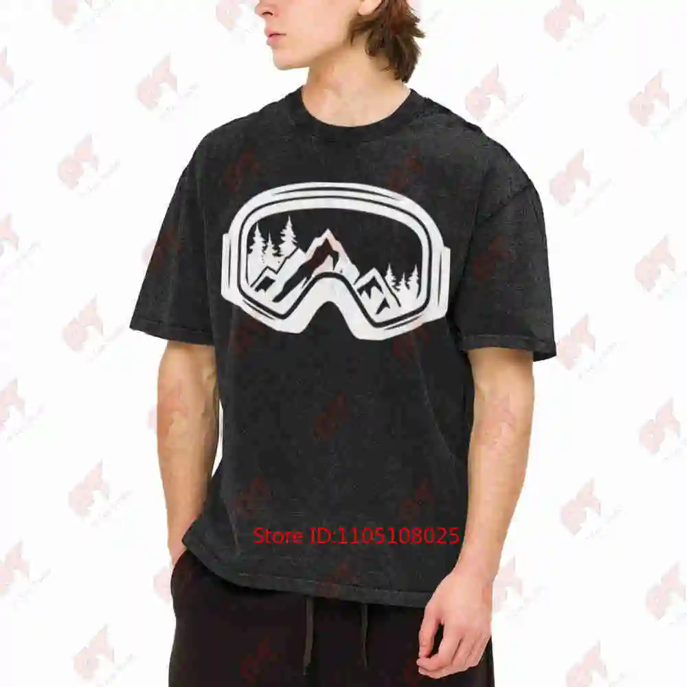 Ski Snowboard Goggles Skiing Snow Mountain Winter Vintage Washed Tee Pure Cotton T-Shirt