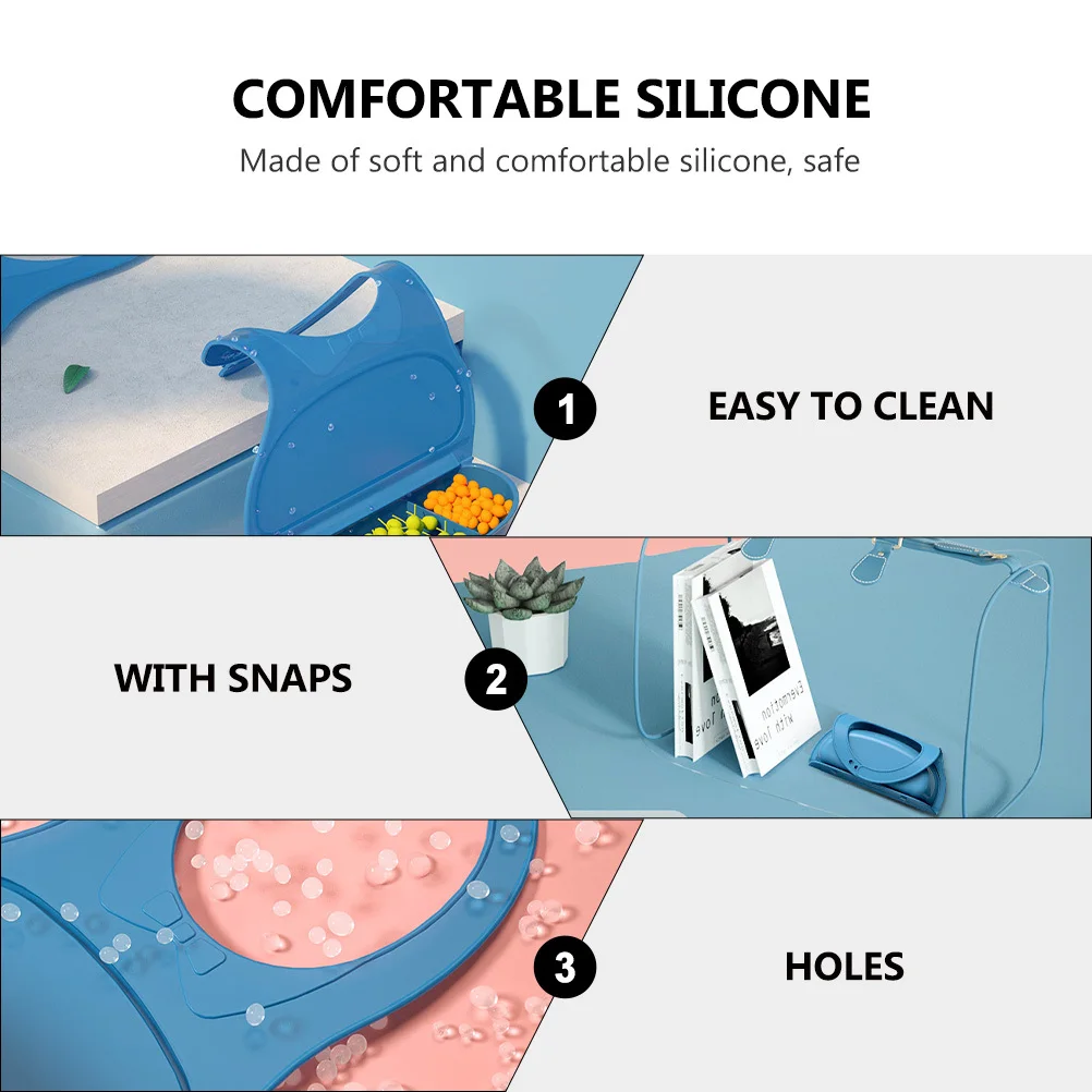 

1Pcs Silicone Baby Bib Waterproof Adjustable Neck for Toddler Feeding Lightweight Portable Design Silicone Baby Bib