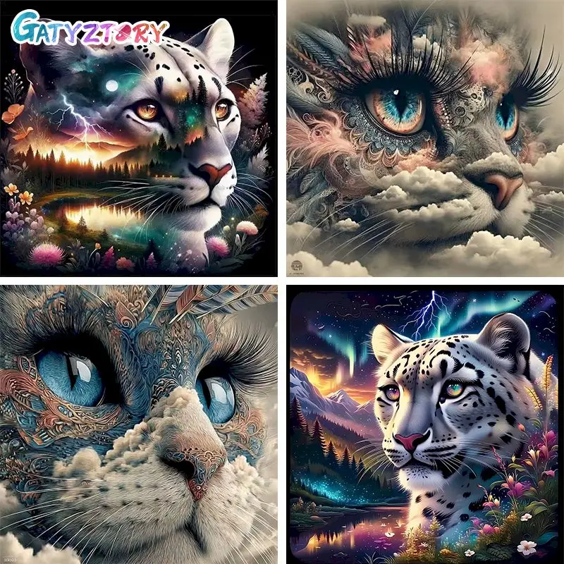 

GATYZTORY Leopard Diamond Painting Diy Gift Diamond Painting For Adults Animal Full Round/Square Diamond Art For Adults Diy Gift