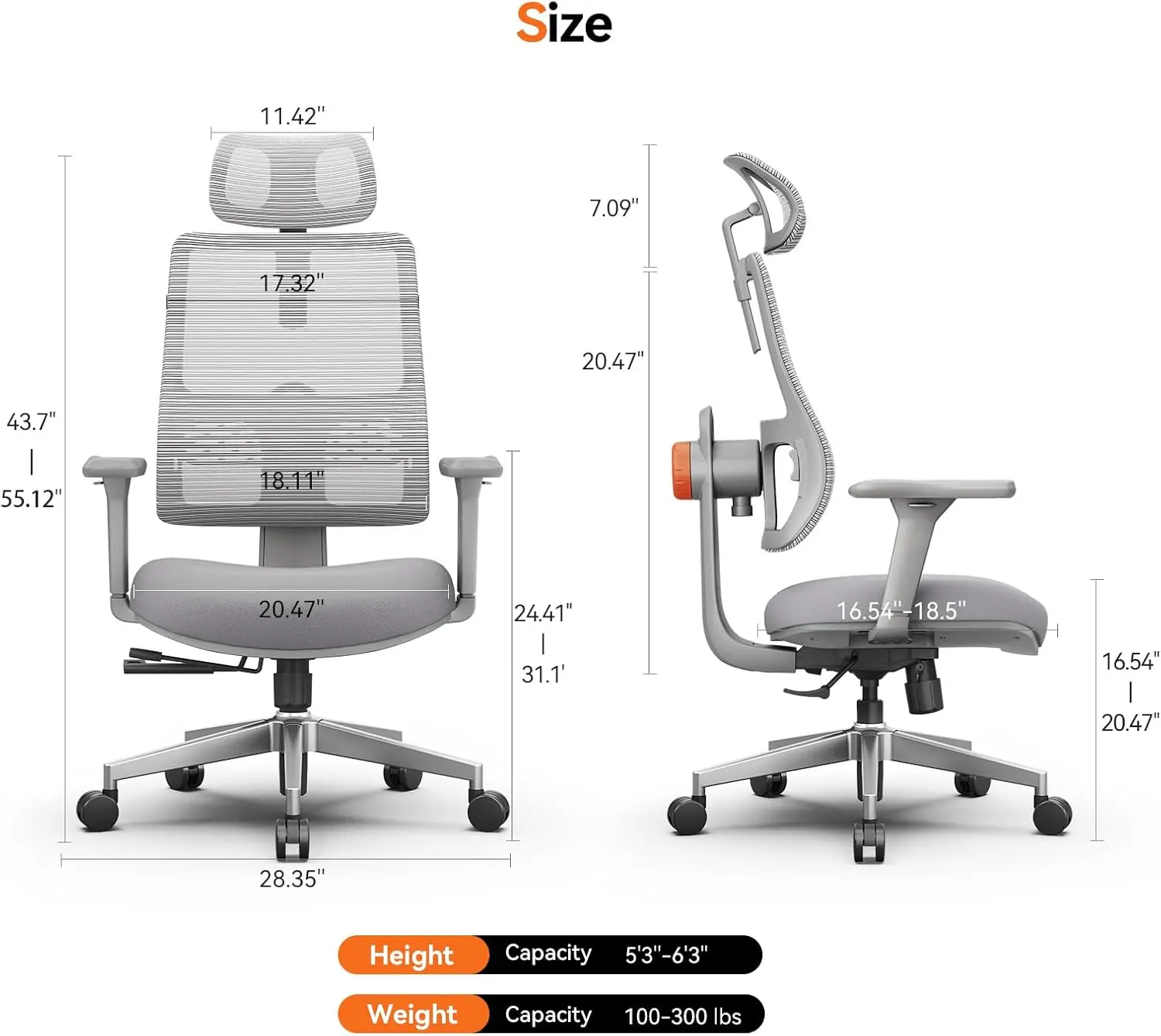 Newtral Ergonomic High-Back Office Chair, Home Office Desk Chair With Auto-Following Lumbar Support, Adjustable Headrest, 3D