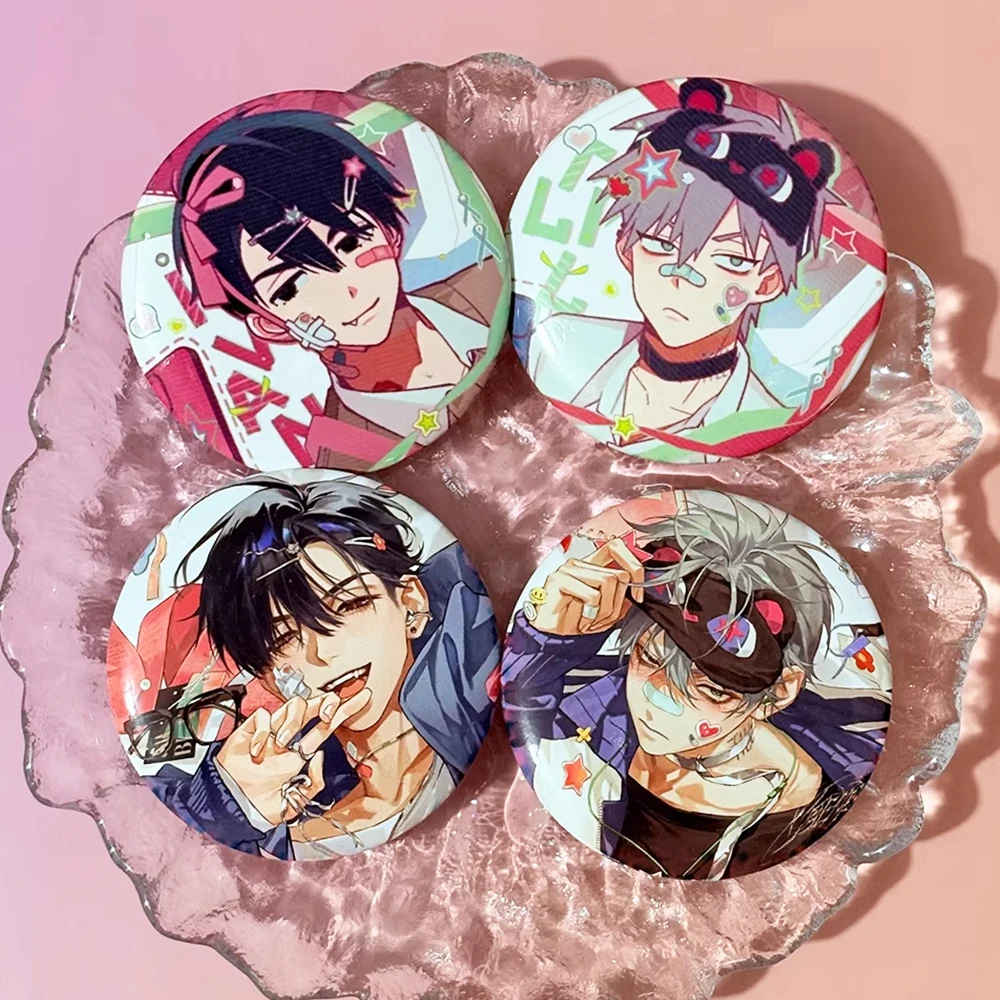 4pcs/set Anime Alien Stage Ivan Till Badge Cartoon Figure Round Brooch Pins Clothes Backpack Cosplay Accessories Xmas Gifts