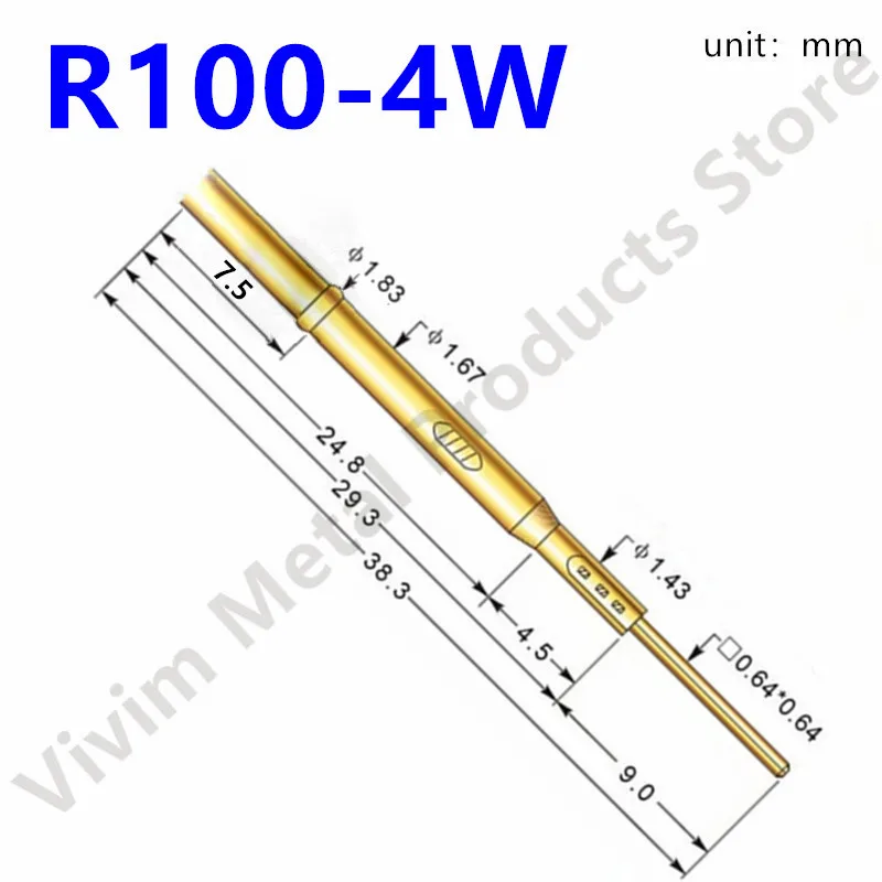 20/100PCS R100-4W Test Pin P100-B1 Receptacle Brass Tube Needle Sleeve Seat Wire-wrap Probe Sleeve 38.3mm Outer Dia 1.67mm