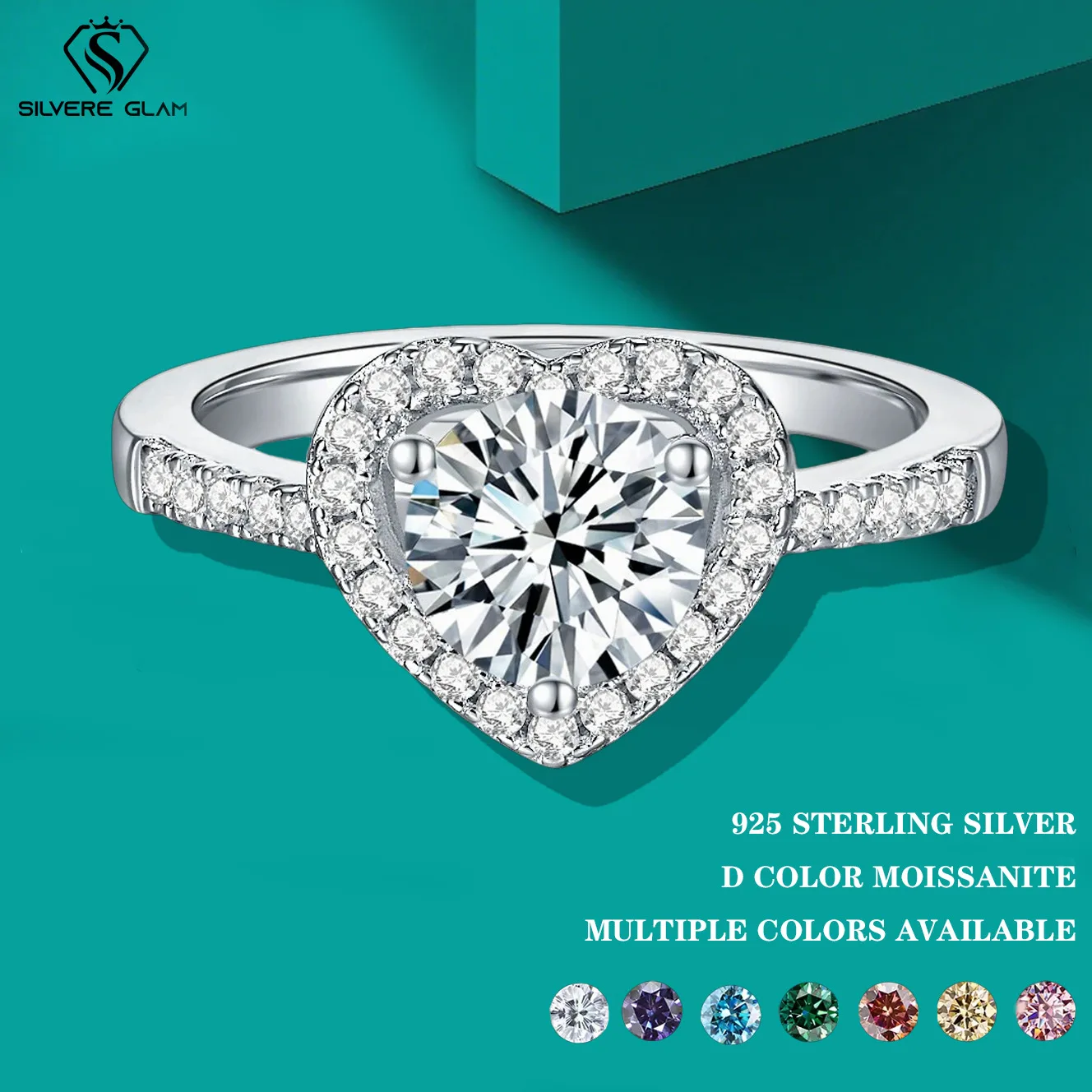 

TY Moissanite Women's Ring Real 925 Sterling Silver Heart-shaped Shining Ring With Certificate Proposal Luxury Jewelry Gift