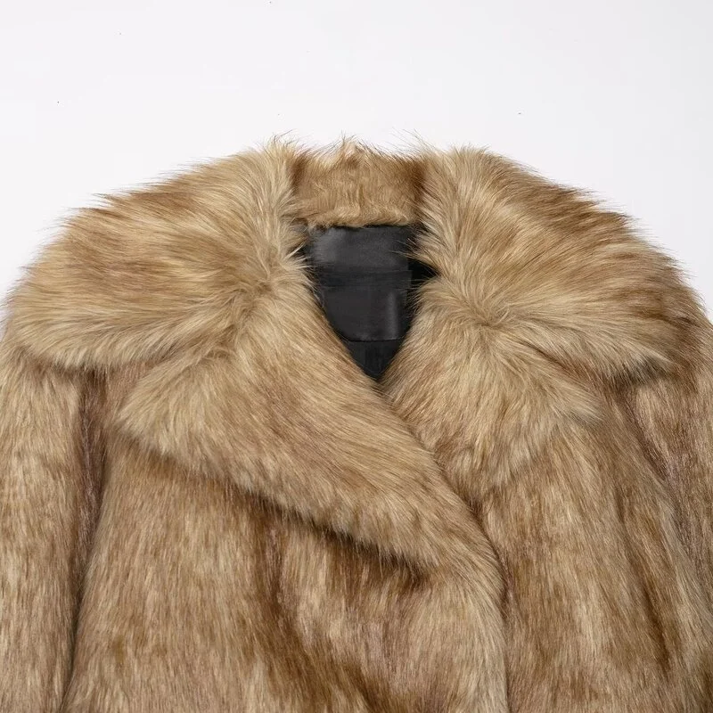 

Winter 2025 Women's Clothing Versatile Warm Long Fasionable ort Artificial Fur Effect Outerwear New Arrival