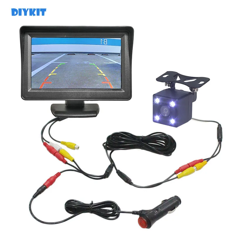

DIYKIT Car Parking Assistance 4.3 inch Rear View Monitor Car Reversing Rearview Backup Camera Cigarette Lighter