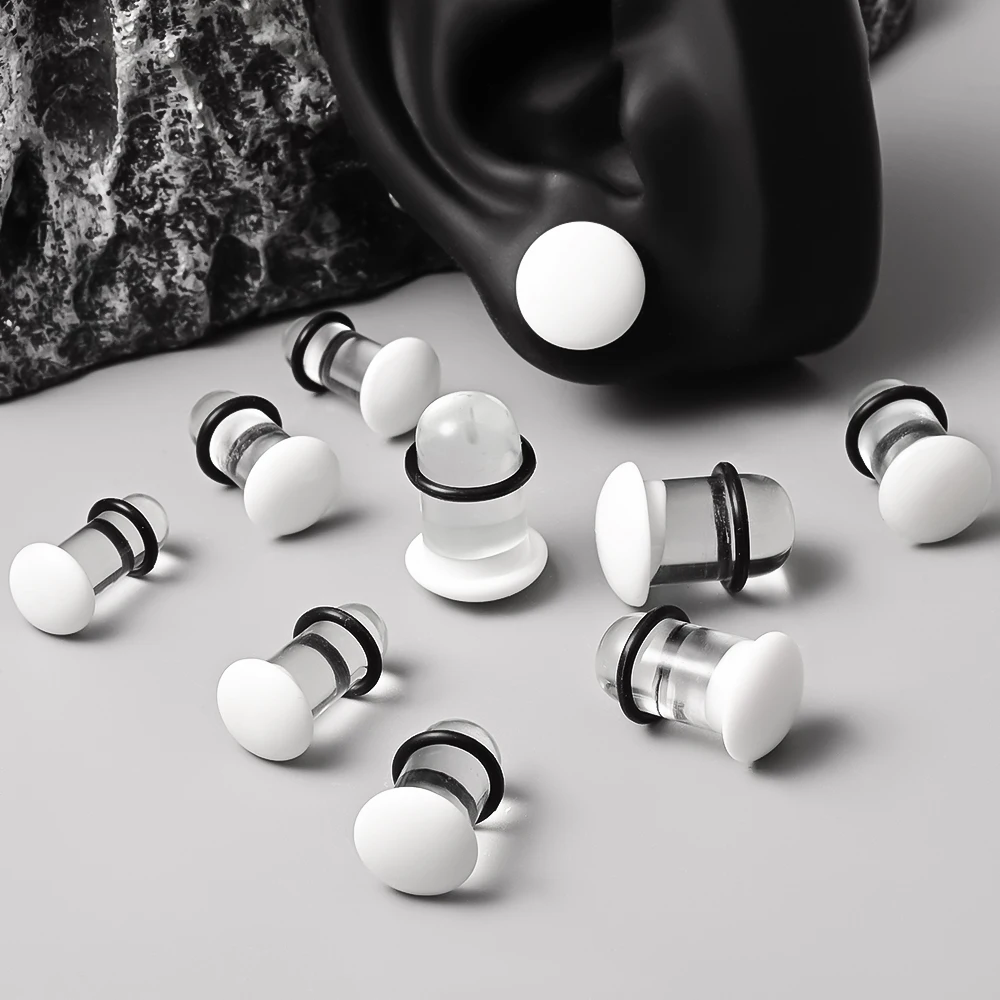 10/16/18pc Glass Ear Gauges Stretching Kit Short Taper Expander Comfy Dead Stretching Plugs with Rubber Rings Crazy Body Jewelry