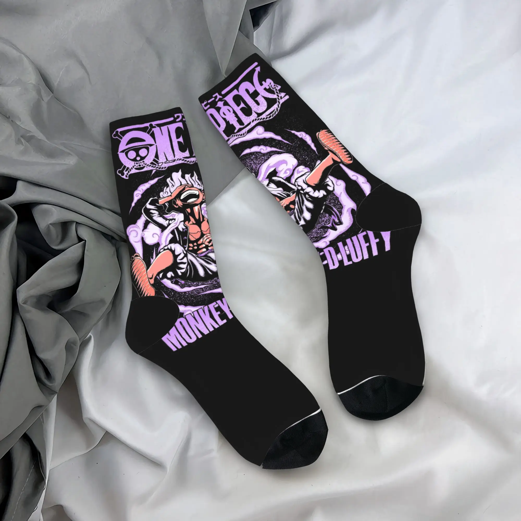 Autumn Winter Fashion Unisex Monkey D Luffy Gear 5 Ones Pieces Socks  Sweat Absorbing Football Socks
