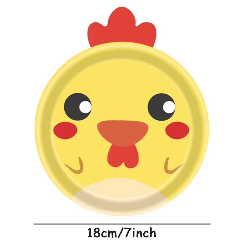 10Pcs 7inch Farm Animal Party Utensils Dining Plate Cow Sheep Pig Chicken Animal Farm Party Supplies image 2