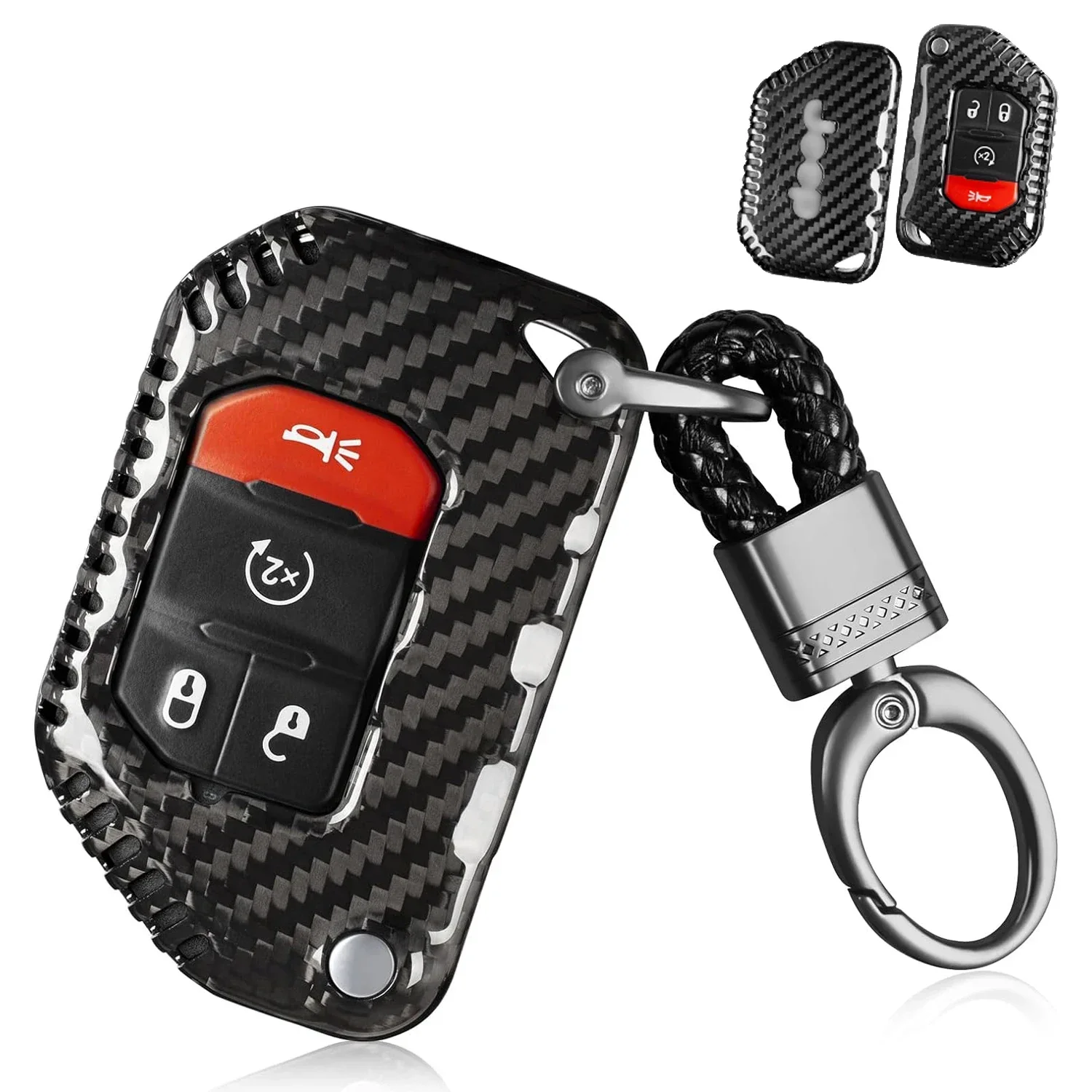 

For JEEP Key Shell Carbon Fiber Key Fob Cover Case Protector For Jeep Wrangler JL JLU Gladiator JT Car Accessories 2024