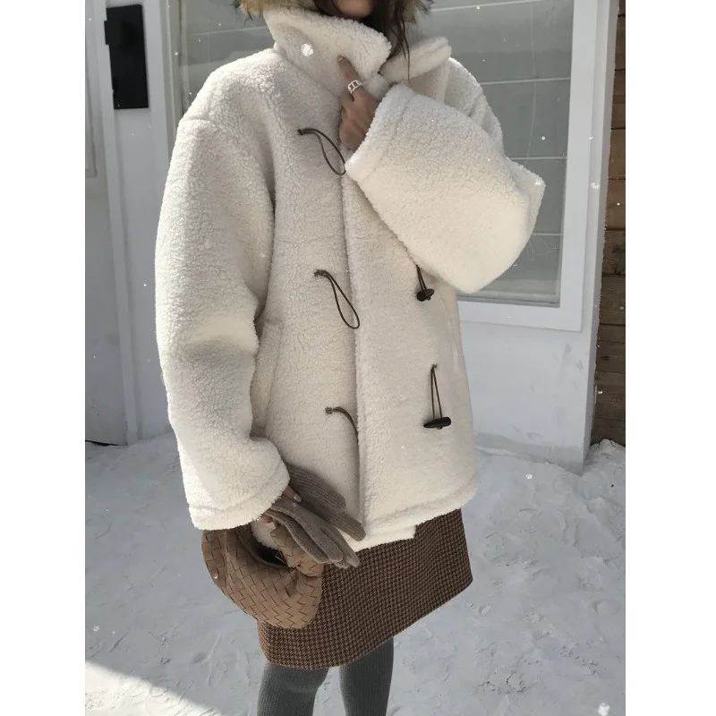 

2026 New Vintage Sle eepskin Coat Women's Long Lapel Collar Thiened Fluffy Fur Jaet Middle-Length Button Closure Oute...
