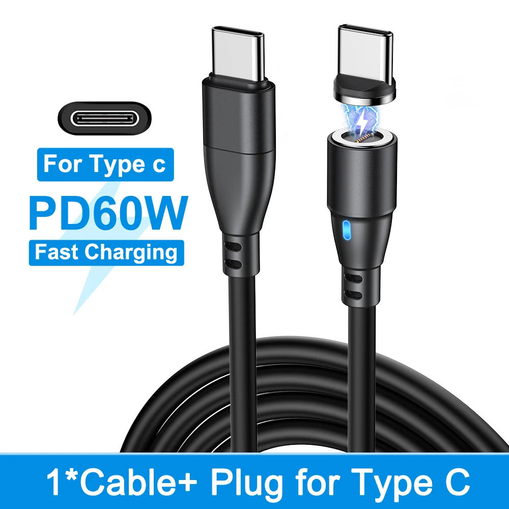 AUFU Magnetisches USB-Typ-C-Kabel für iPhone Xiaomi MacBook PD 60 W Schnellladung Micro-USB Typ-C-Magnet-Ladekabel Datenkabel
