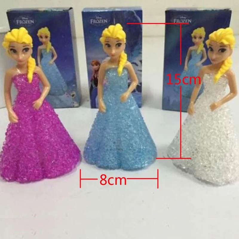 Disney Frozen Elsa Action Princess crystal doll with LED light girl Anna Toy Figures