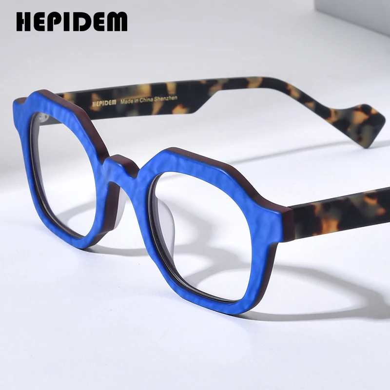 hepidem-アセテート眼鏡フレーム男性ブランドデザイナーオーバーサイズビッグサイズメガネ日本製手作り眼鏡男性厚い眼鏡-9389