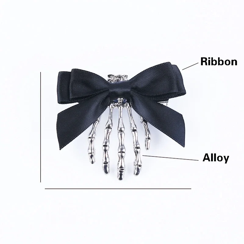 هالوين القوس الجمجمة كليب الهيكل العظمي شبح اليد العظام دبوس الشعر خمر الشرير القوطية شخصية النساء الفتيات دبابيس الشعر إكسسوارات الشعر