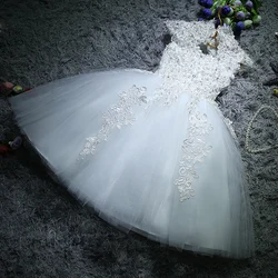 Sequin Lace Girl Summer Dress Flower Girl Wedding Dresses White Tulle Girl Party Princess Birthday Dress First Communion Gown