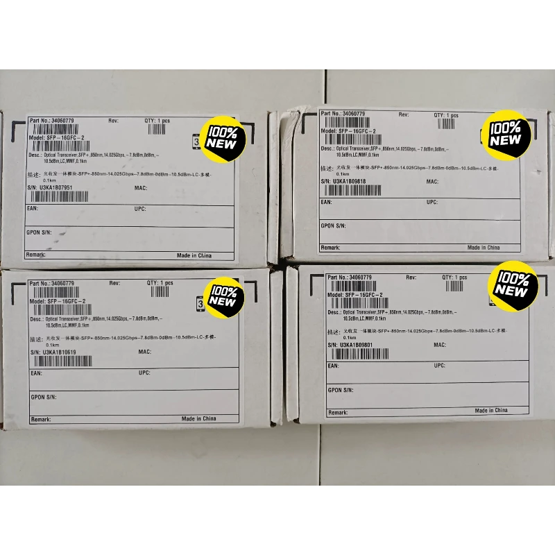 

Brand New Original 34060779 SFP-16GFC-2 SFP+ 16G 850nm 100m MMF Dual Fiber LC DDM Optical Transceiver Module for Huawei