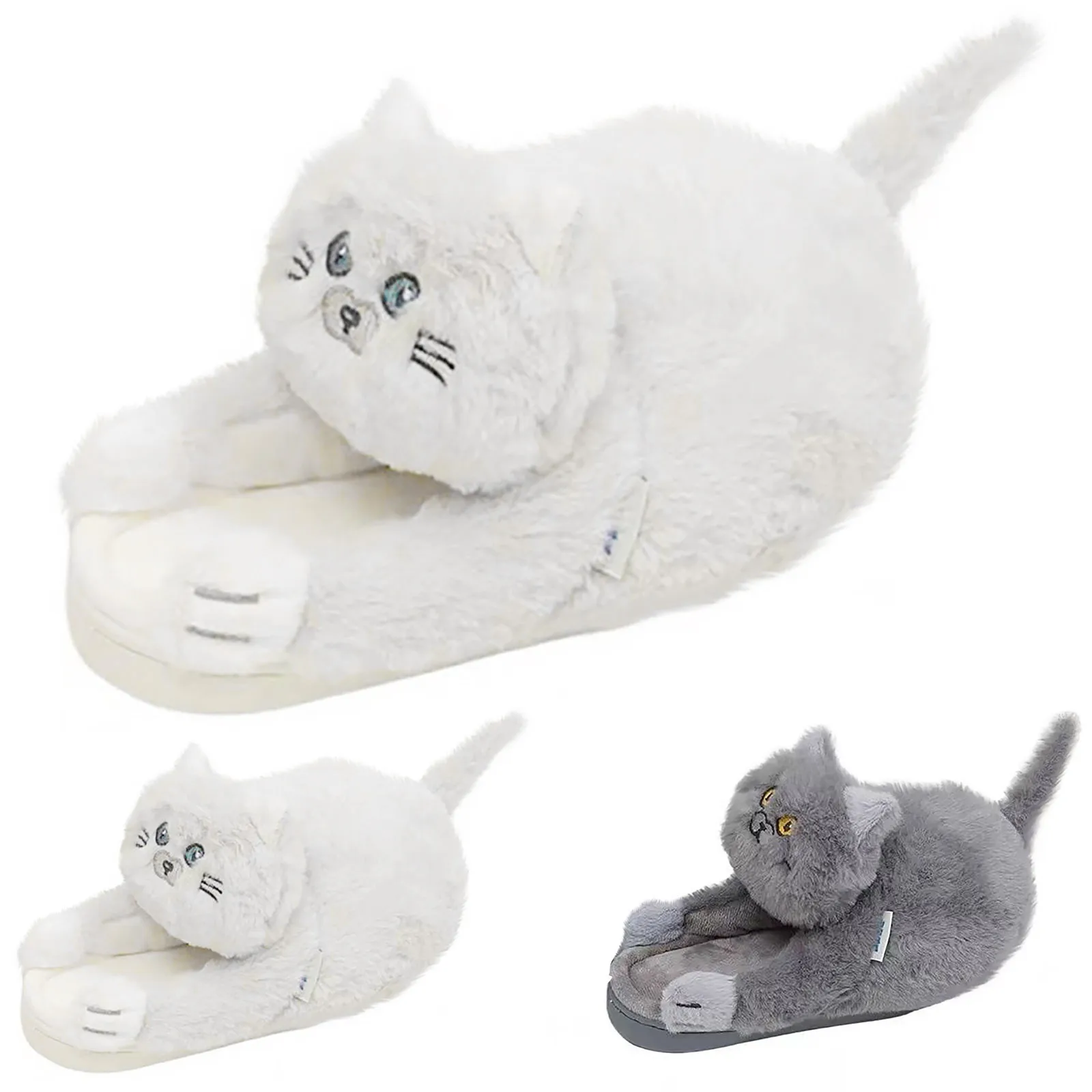 Funny Cute Cat Cotton Slippers Women\'s 2023 Winter Warm Home Non Slip Warm Plush Soft Sole Shoes Animal Slipper Household Shoes