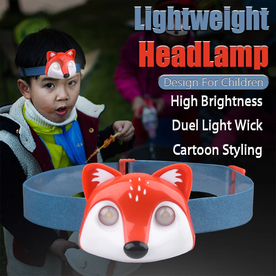 New Animal Children's LED Headlamp USB Rechargeable Head Flashlight With Built-in Battery Boys Girls Gift for Christmas Parties